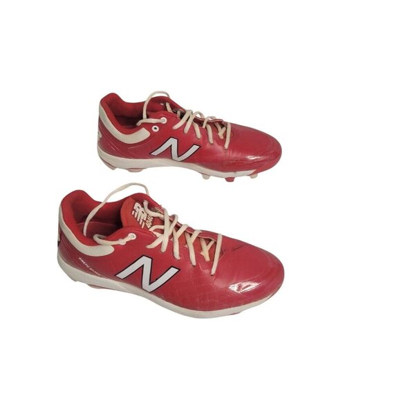 NEW BALANCE Cleats 10 red/white 4040v5 TPU Athletic Football‎ Baseball Outdoor - Picture 2 of 10